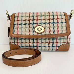 COACH Hamptons Tattersall Turnlock Convertible Bag Wool Y2K